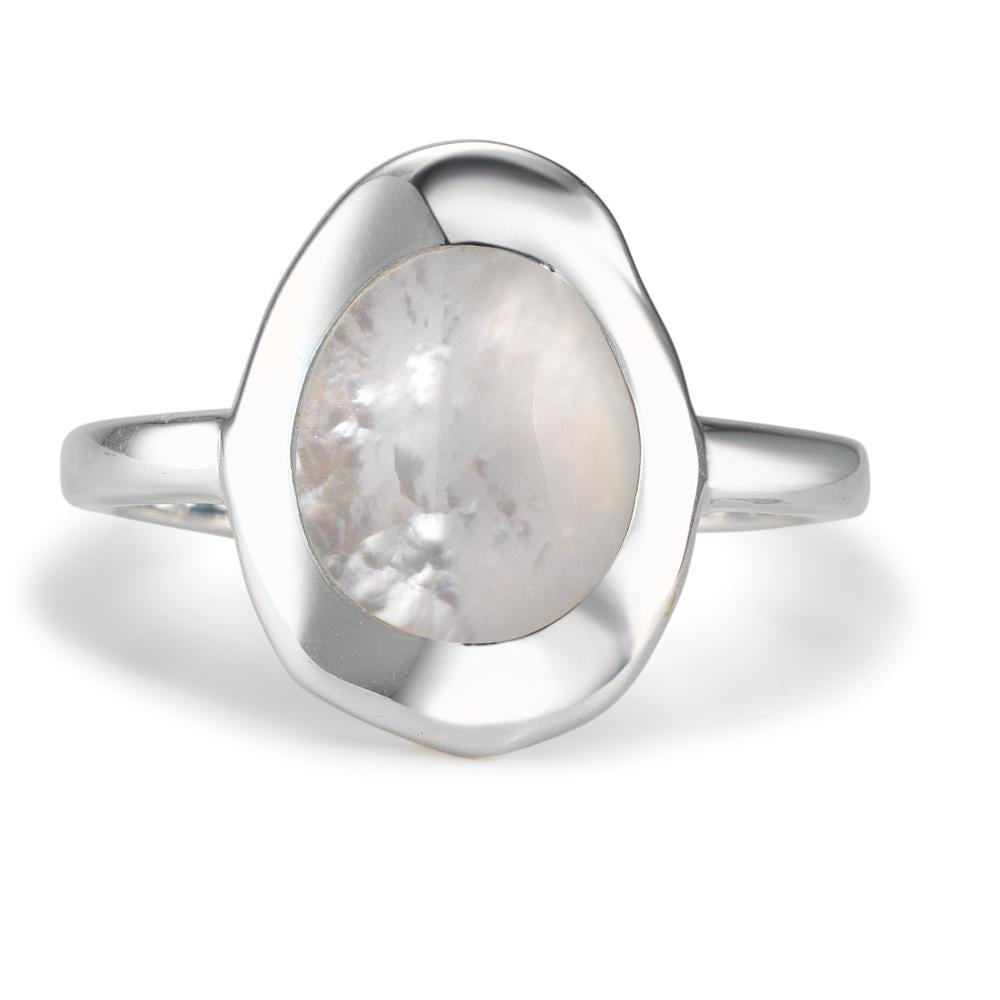Anillo de dedo Plata Madre perla blanco Ø14.5 mm