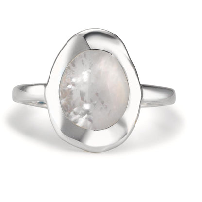 Anillo de dedo Plata Madre perla blanco Ø14.5 mm