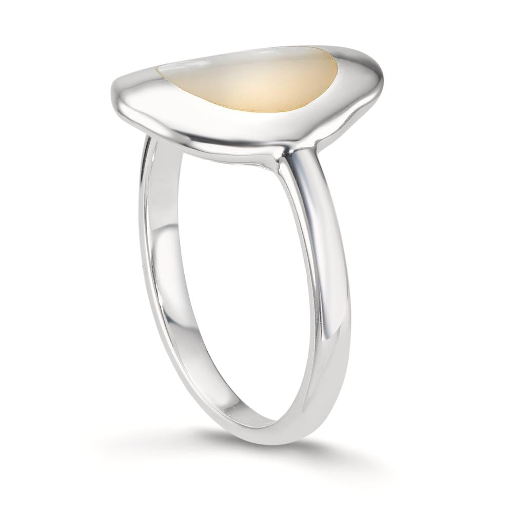 Anillo de dedo Plata Madre perla blanco Ø14.5 mm