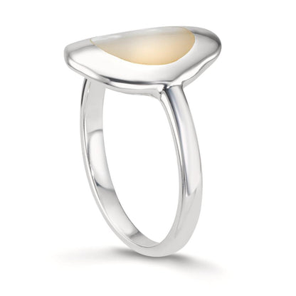 Anillo de dedo Plata Madre perla blanco Ø14.5 mm