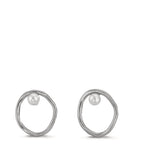 Pendientes Plata Perla cultivada de agua dulce blanco, 2 Perlas, 3 mm Ø11 mm