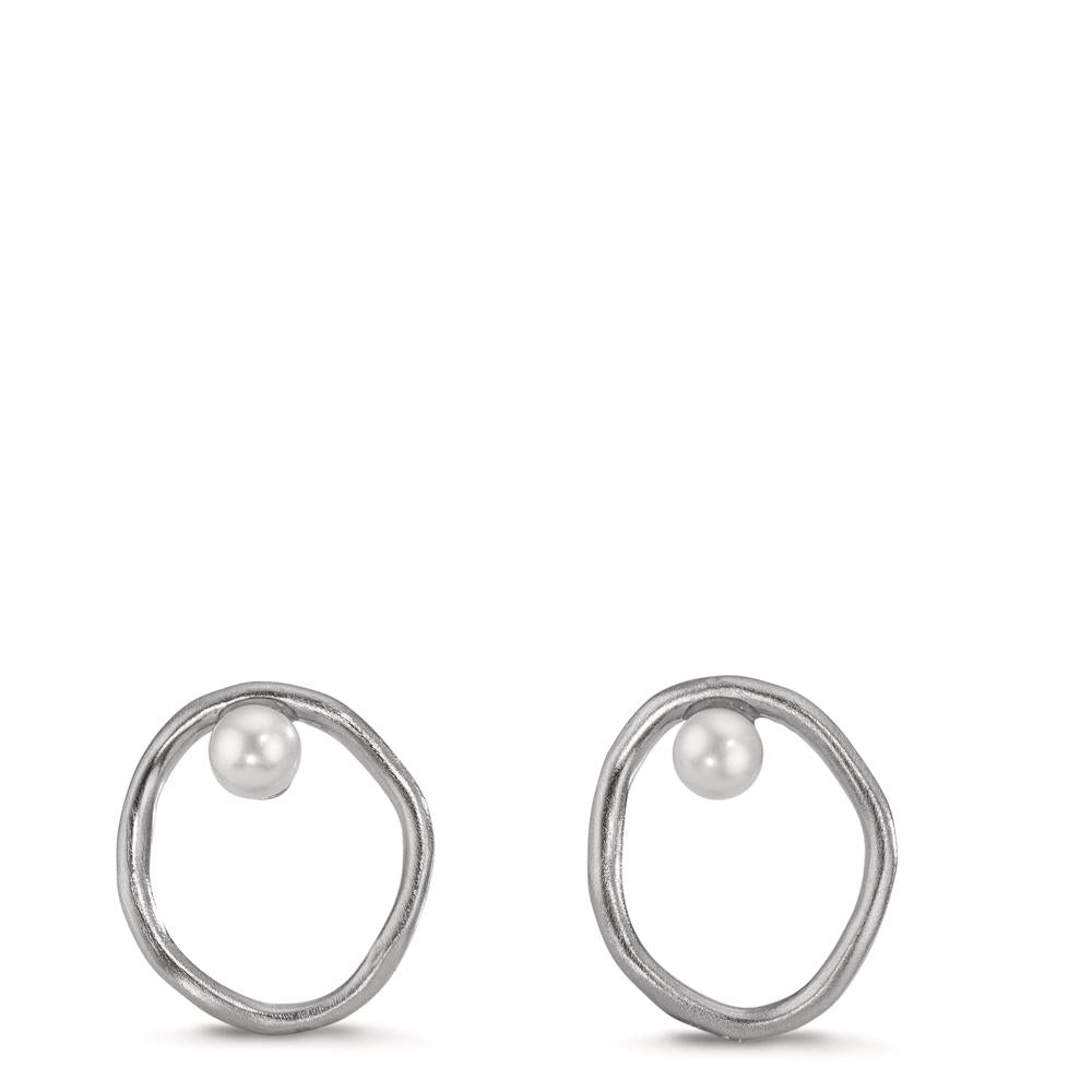 Pendientes Plata Perla cultivada de agua dulce blanco, 2 Perlas, 3 mm Ø11 mm