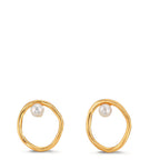 Pendientes Plata Amarillo Dorado Perla cultivada de agua dulce blanco, 2 Perlas, 3 mm Ø11 mm