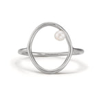 Anillo de dedo Plata Perla cultivada de agua dulce blanco, 3 mm Ø14 mm