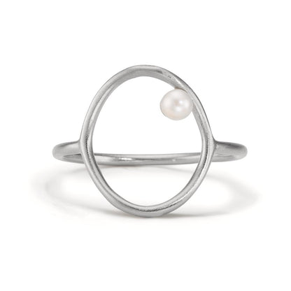 Anillo de dedo Plata Perla cultivada de agua dulce blanco, 3 mm Ø14 mm