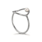 Anillo de dedo Plata Perla cultivada de agua dulce blanco, 3 mm Ø14 mm