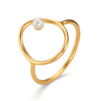 Anillo de dedo Plata Amarillo Dorado Perla cultivada de agua dulce blanco, 3 mm Ø14 mm