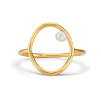 Anillo de dedo Plata Amarillo Dorado Perla cultivada de agua dulce blanco, 3 mm Ø14 mm