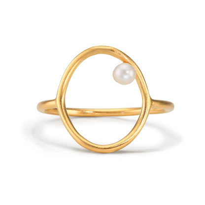 Anillo de dedo Plata Amarillo Dorado Perla cultivada de agua dulce blanco, 3 mm Ø14 mm