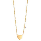 Collar Plata Circonita blanco Amarillo Dorado Corazón 42-47 cm