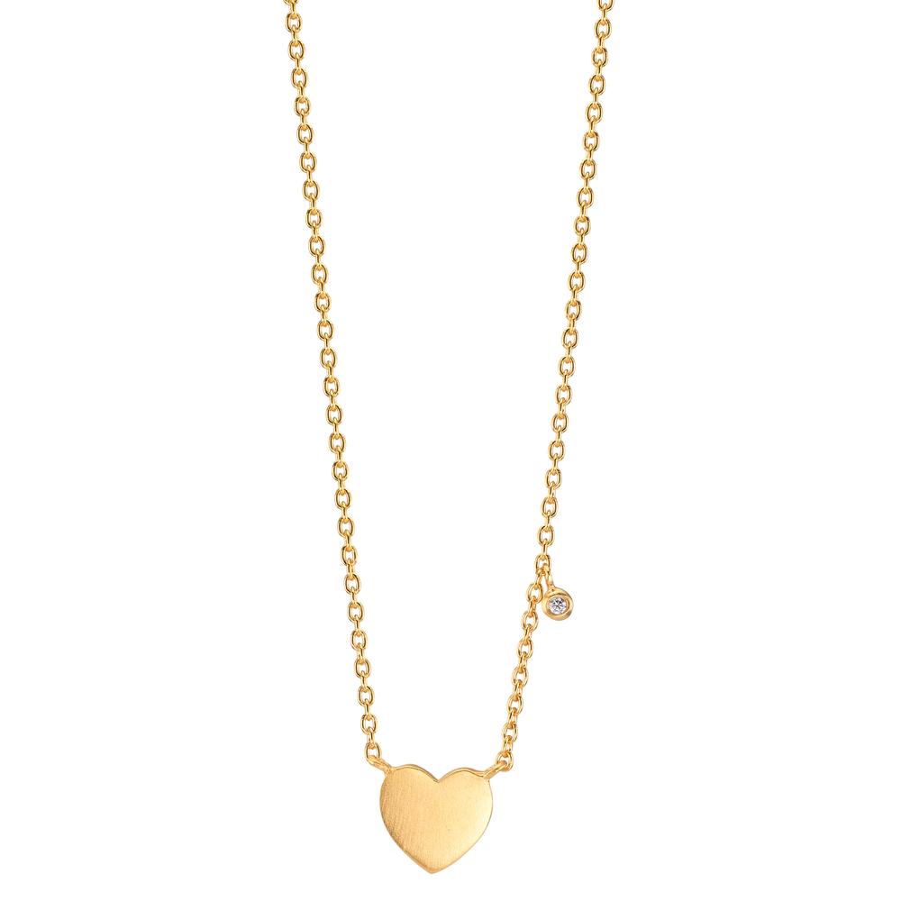 Collar Plata Circonita blanco Amarillo Dorado Corazón 42-47 cm