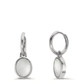 Aros con colgante Plata Madre perla blanco, 2 Perlas 9-9.5 mm Ø14 mm