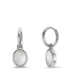 Aros con colgante Plata Madre perla blanco, 2 Perlas 9-9.5 mm Ø14 mm