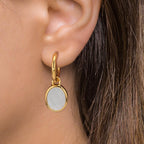 Aros con colgante Plata Amarillo Dorado Madre perla blanco, 2 Perlas 9-9.5 mm Ø14 mm