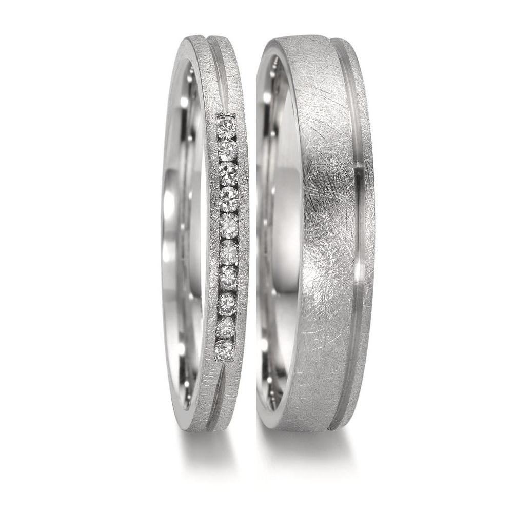 Anillo de pareja 950 platino Diamante 0.075 ct, 10 piedras, w-si
