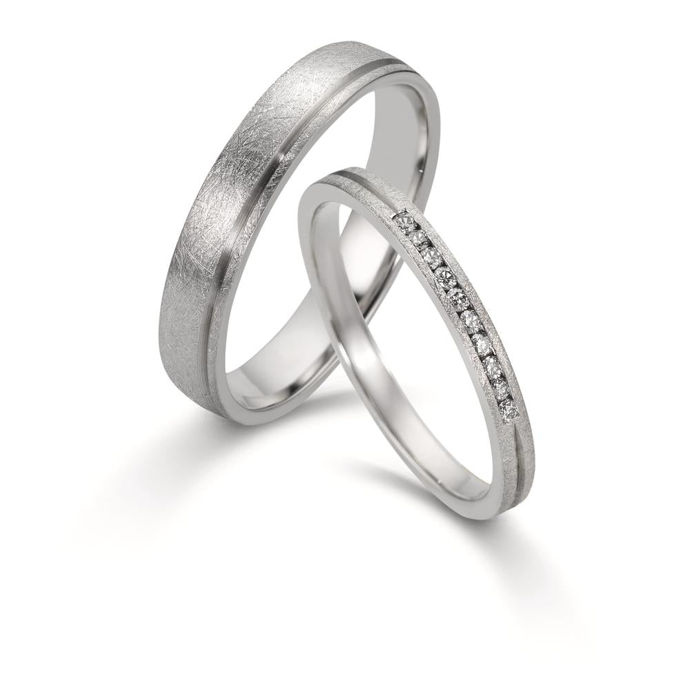 Anillo de pareja 950 platino Diamante 0.075 ct, 10 piedras, w-si