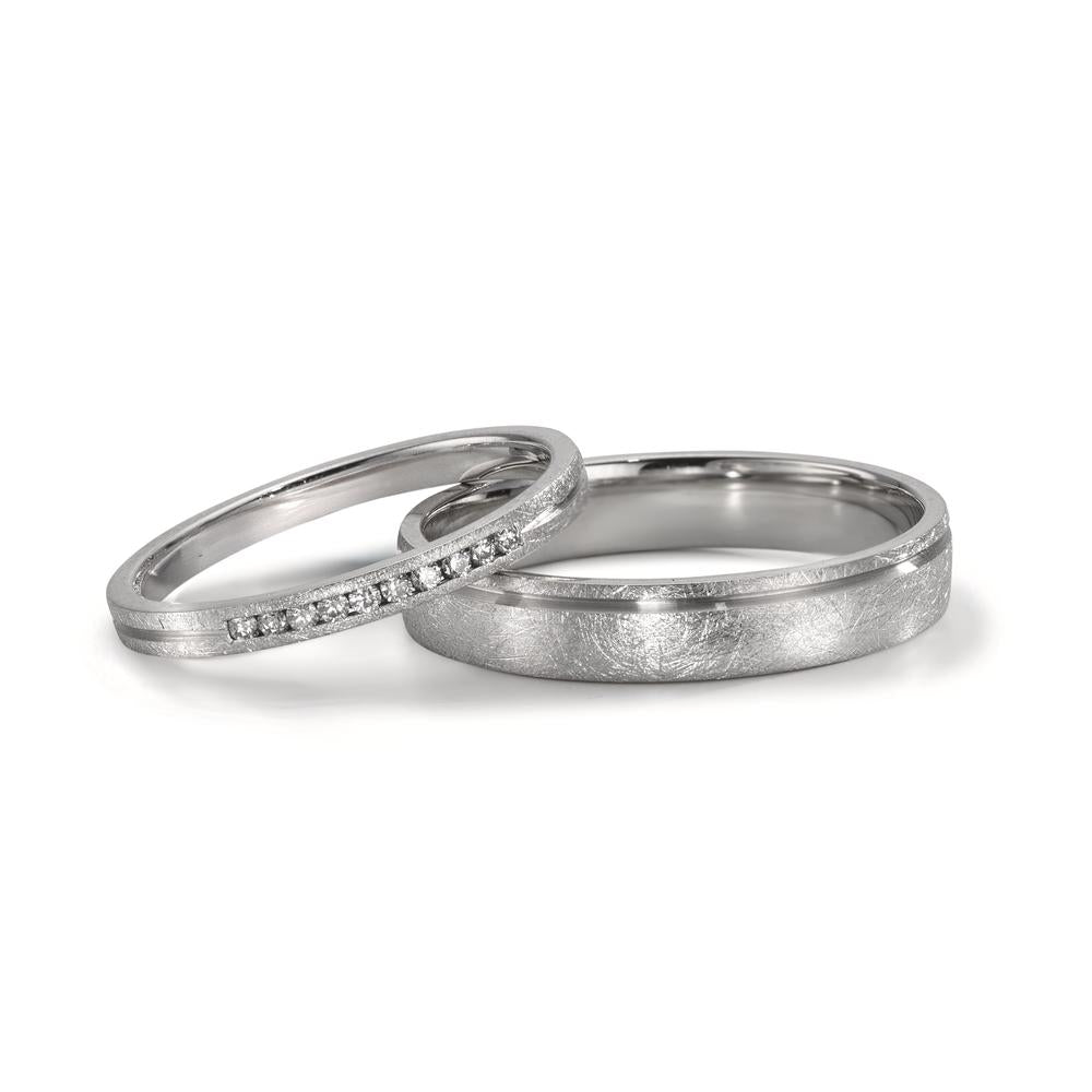 Anillo de pareja 950 platino Diamante 0.075 ct, 10 piedras, w-si