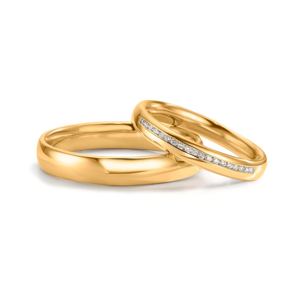 Anillo de pareja 750/oro amarillo de 18 quilates Diamante 0.095 ct, w-si