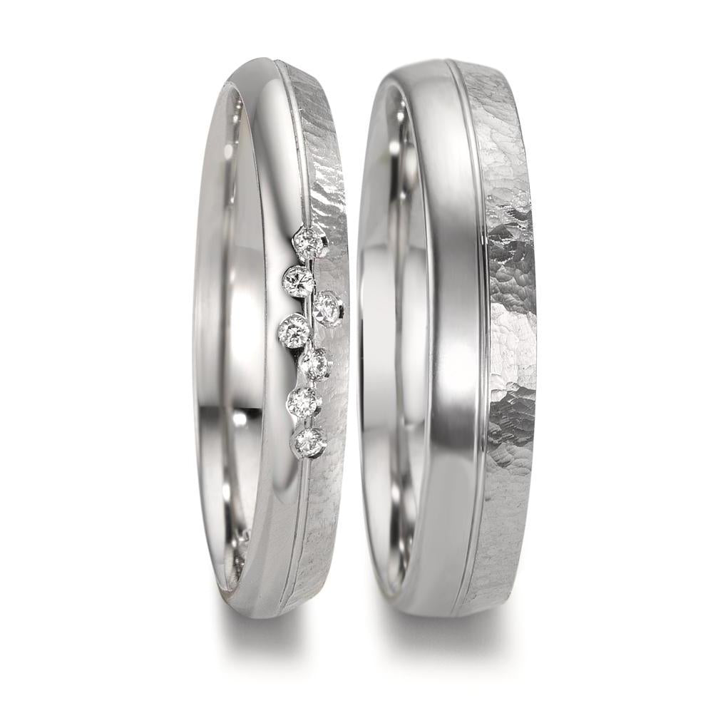 Anillo de pareja 950 platino Diamante 0.035 ct, 7 piedras, w-si