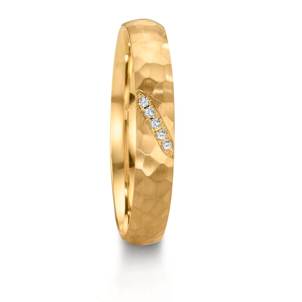 Anillo de pareja 750/oro amarillo de 18 quilates Diamante 0.02 ct, 4 piedras, w-si