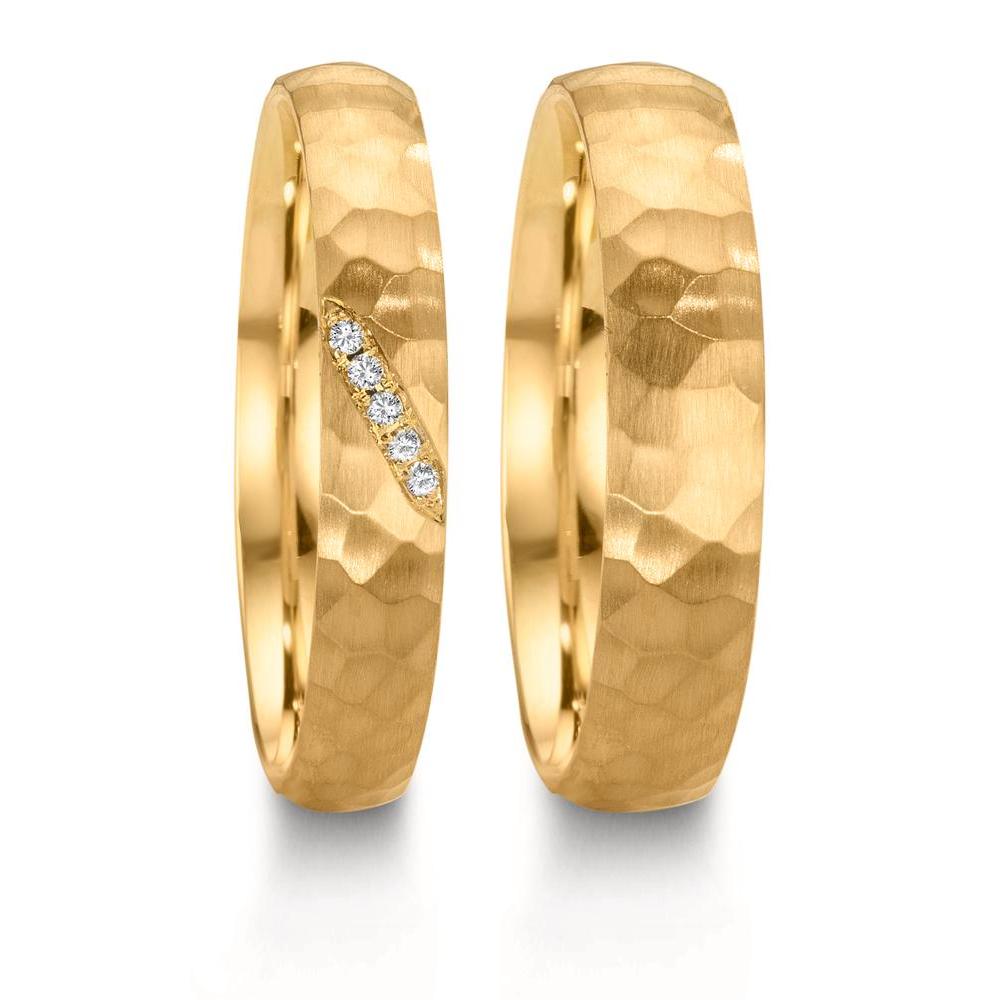 Anillo de pareja 750/oro amarillo de 18 quilates Diamante 0.02 ct, 4 piedras, w-si