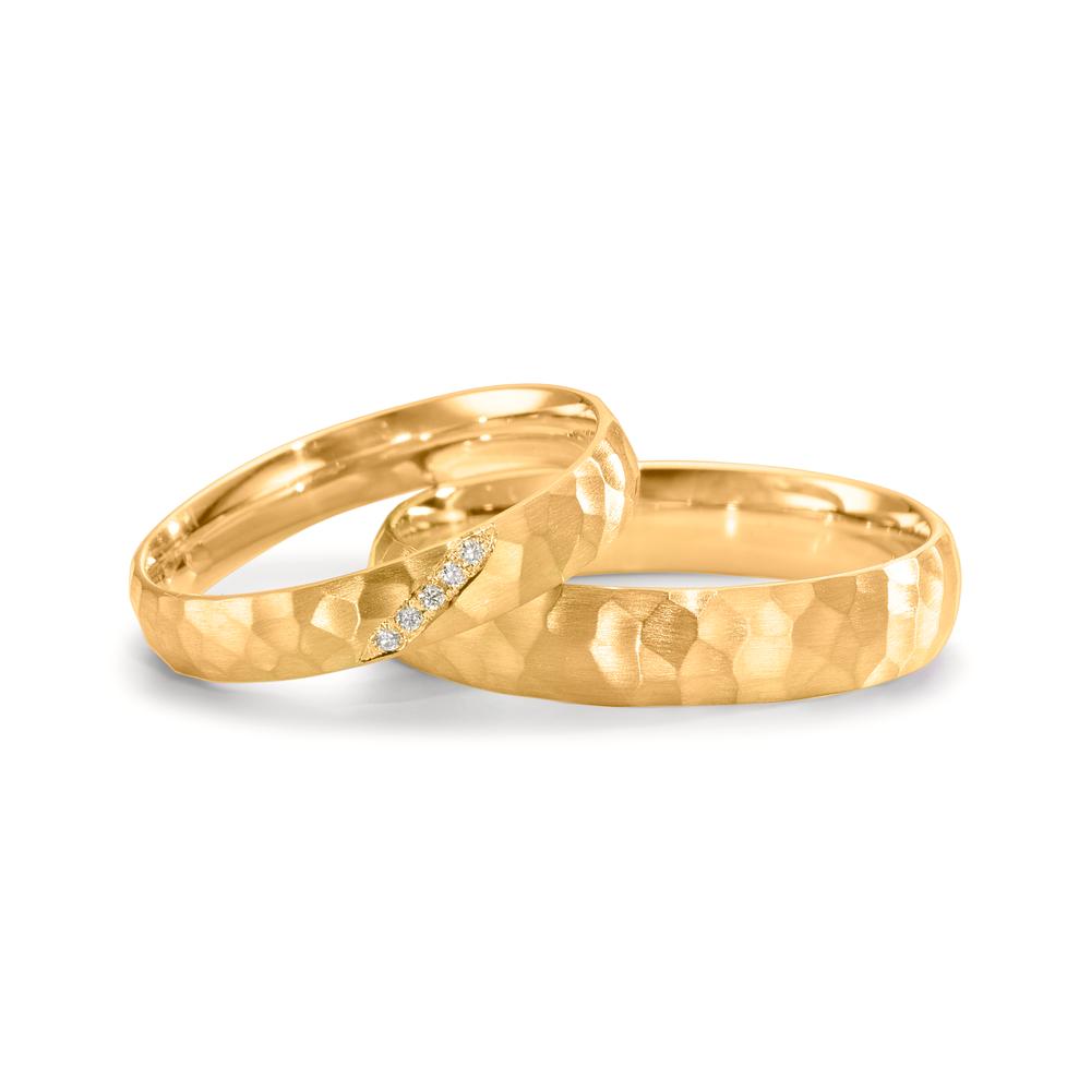 Anillo de pareja 750/oro amarillo de 18 quilates Diamante 0.02 ct, 4 piedras, w-si