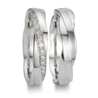 Anillo de pareja 750/oro blanco de 18 quilates Diamante 0.097 ct, 11 piedras, w-si