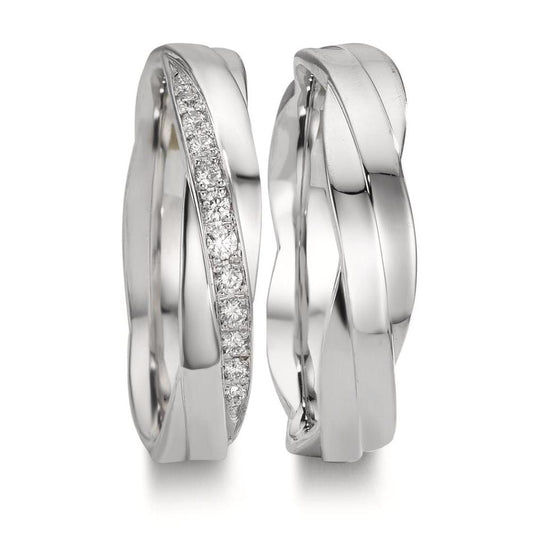 Anillo de pareja 750/oro blanco de 18 quilates