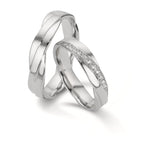 Anillo de pareja 750/oro blanco de 18 quilates Diamante 0.097 ct, 11 piedras, w-si