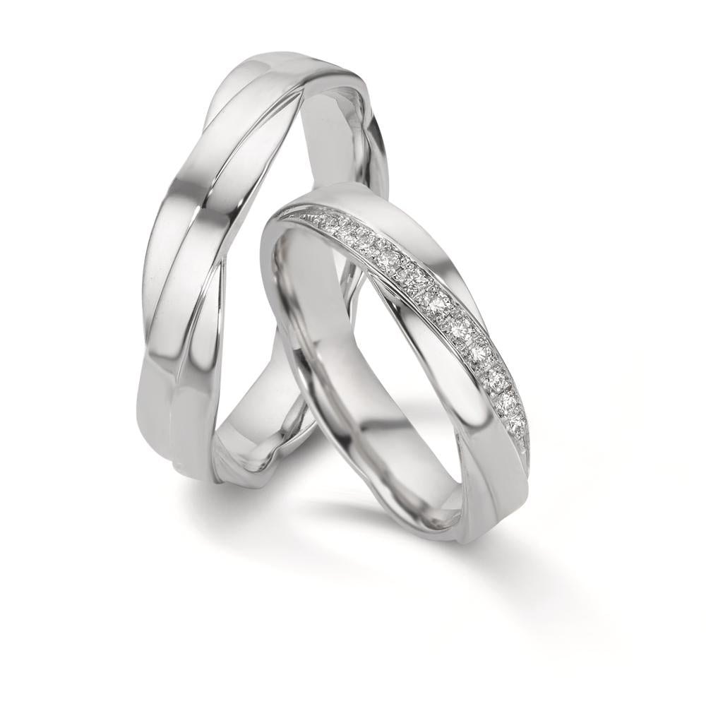 Anillo de pareja 750/oro blanco de 18 quilates Diamante 0.097 ct, 11 piedras, w-si