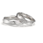 Anillo de pareja 750/oro blanco de 18 quilates Diamante 0.097 ct, 11 piedras, w-si