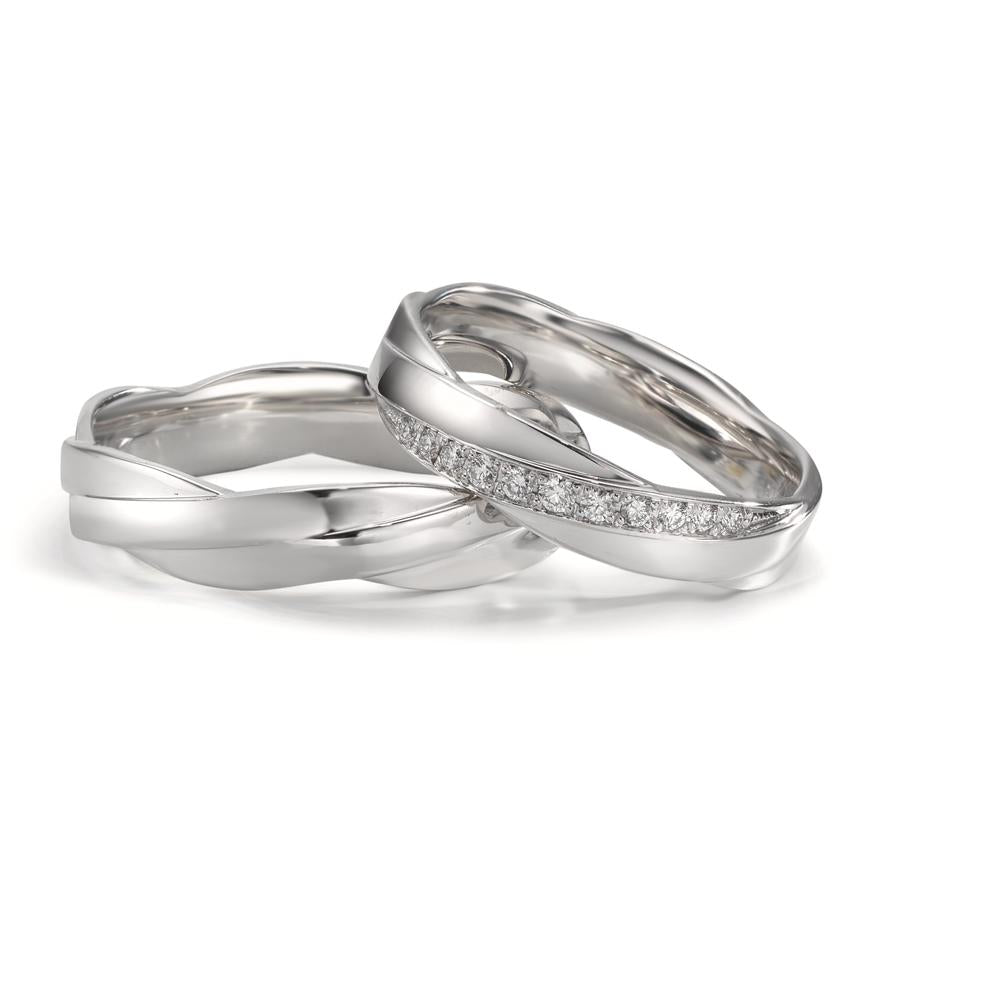 Anillo de pareja 750/oro blanco de 18 quilates Diamante 0.097 ct, 11 piedras, w-si