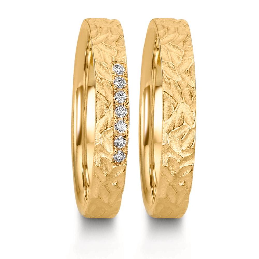 Anillo de pareja 750/oro amarillo de 18 quilates Diamante 0.063 ct, 7 piedras, w-si