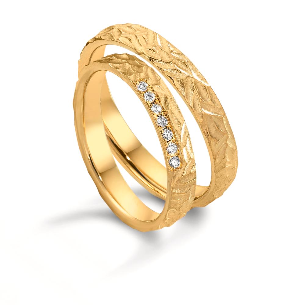 Anillo de pareja 750/oro amarillo de 18 quilates Diamante 0.063 ct, 7 piedras, w-si