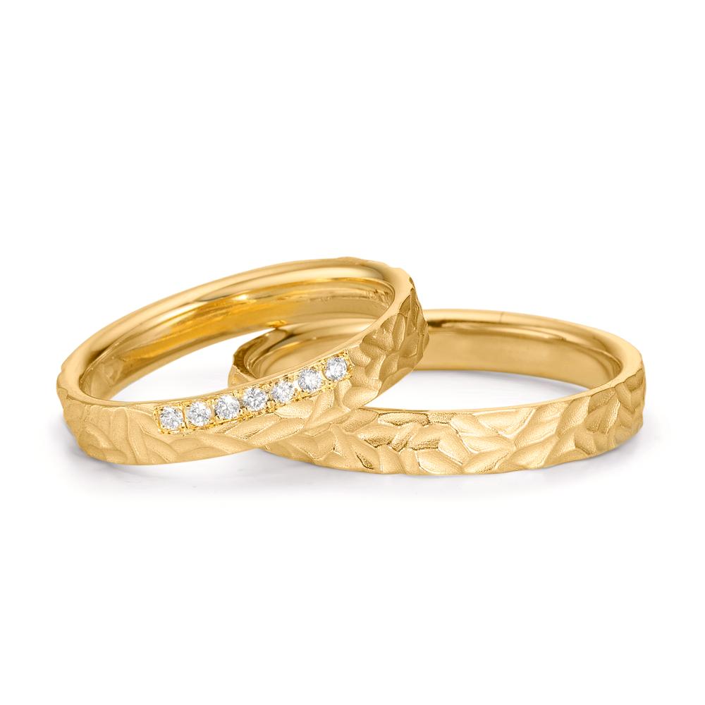 Anillo de pareja 750/oro amarillo de 18 quilates Diamante 0.063 ct, 7 piedras, w-si