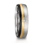 Anillo de pareja Acero inoxidable, Oro rosa 375/9k, Carbón Diamante 0.025 ct, w-si