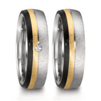 Anillo de pareja Acero inoxidable, Oro rosa 375/9k, Carbón