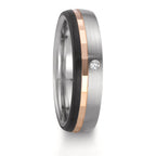 Anillo de pareja Acero inoxidable, Oro rojo 375/9K Diamante 0.02 ct, w-si