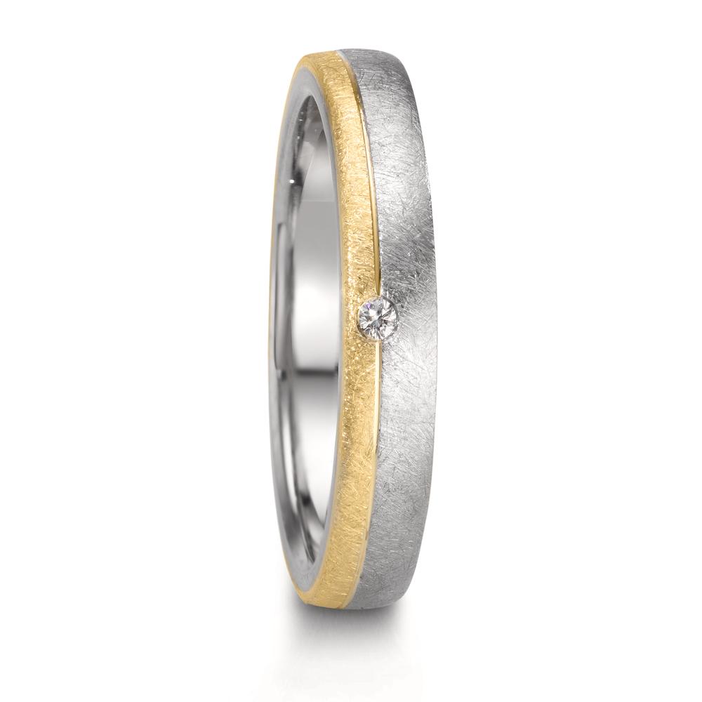 Anillo de pareja Acero inoxidable, Oro amarillo de 375/9K Diamante 0.015 ct, w-si