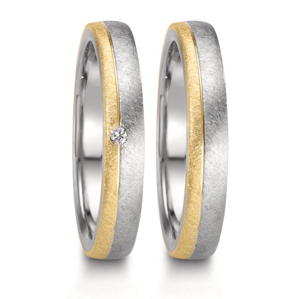Anillo de pareja Acero inoxidable, Oro amarillo de 375/9K Diamante 0.015 ct, w-si