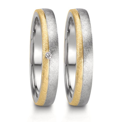 Anillo de pareja Acero inoxidable, Oro amarillo de 375/9K Diamante 0.015 ct, w-si