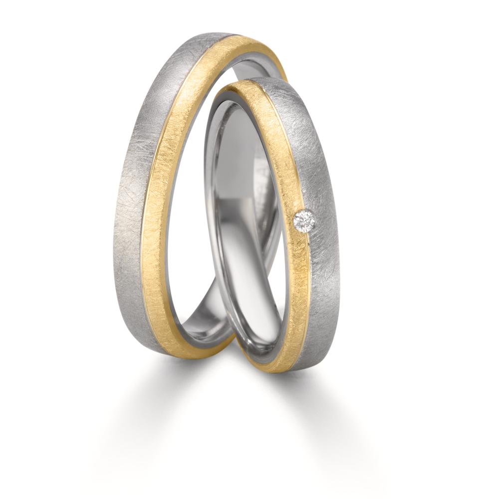 Anillo de pareja Acero inoxidable, Oro amarillo de 375/9K Diamante 0.015 ct, w-si