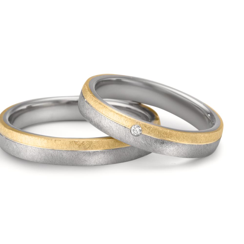 Anillo de pareja Acero inoxidable, Oro amarillo de 375/9K Diamante 0.015 ct, w-si