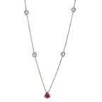 Collar 750/oro blanco de 18 quilates Diamante 0.14 ct, 4 piedras, w-si, Rubí 42-45 cm