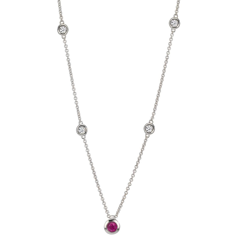 Collar 750/oro blanco de 18 quilates Diamante 0.14 ct, 4 piedras, w-si, Rubí 42-45 cm