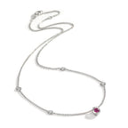 Collar 750/oro blanco de 18 quilates Diamante 0.14 ct, 4 piedras, w-si, Rubí 42-45 cm