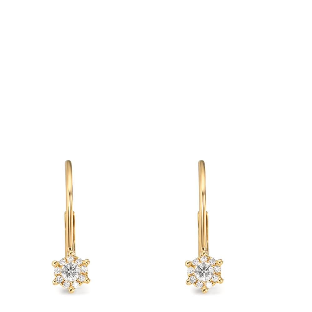 Pendientes 750/oro amarillo de 18 quilates Diamante 0.17 ct, 2 piedras, w-si