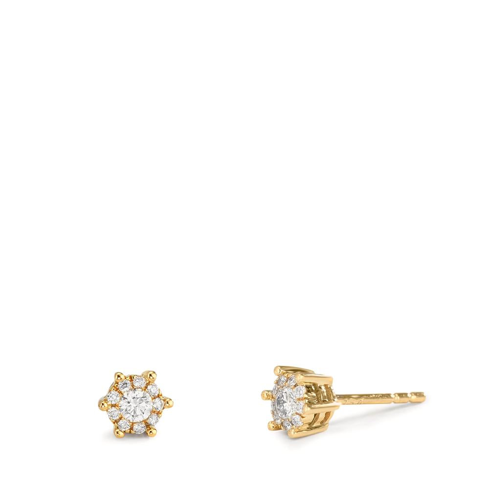 Pendientes 750/oro amarillo de 18 quilates Diamante 0.17 ct, 2 piedras, w-si Ø4.5 mm