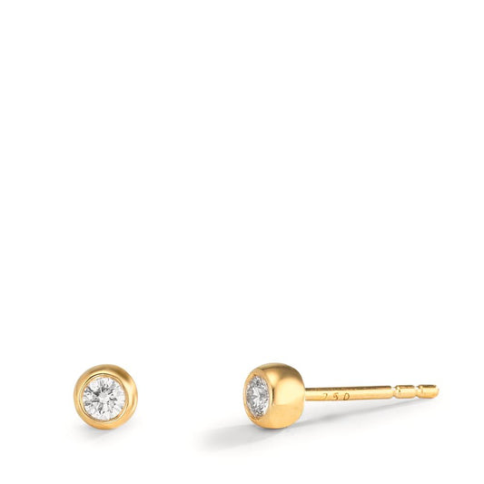Pendientes 750/oro amarillo de 18 quilates Diamante 0.10 ct, 2 piedras, w-si Ø3.5 mm