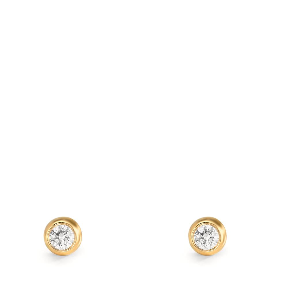 Pendientes 750/oro amarillo de 18 quilates Diamante 0.10 ct, 2 piedras, w-si Ø3.5 mm
